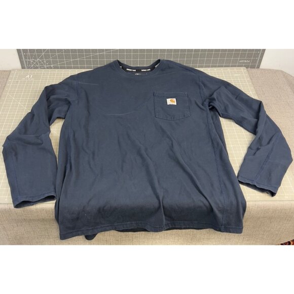 Carhartt Force Men’s Long Sleeve T-Shirt Sz. L Navy Blue TK4617-M Relaxed Fit - Picture 1 of 5